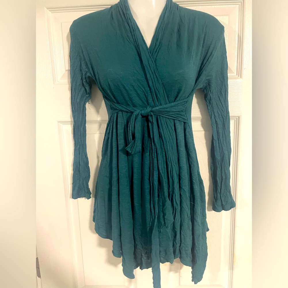 Cash Lee teal wrap top sweater